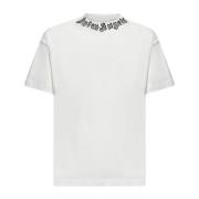 Palm Angels Gotisk Flammlogotyp Vit Bomull Tee White, Herr