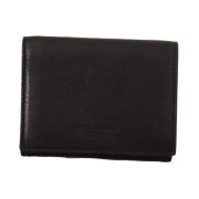 Dolce & Gabbana Elegant Trifold Läder Multi-Kit Tillbehör Black, Dam