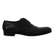 Dolce & Gabbana Elegant Svart Läder Derby Skor Black, Herr