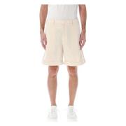 Valentino Garavani Denim Veckad Bermuda Shorts Beige, Herr