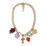 Dolce & Gabbana Kristalldekorerad Modehalsband Yellow, Dam