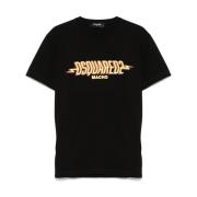 Dsquared2 Svart Logo Print Crew Neck T-shirt Black, Herr