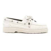 Brunello Cucinelli Mocka Penny Loafers med Blank Aglets White, Dam