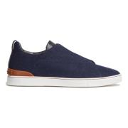 Ermenegildo Zegna Denim Sneakers med Triple Stitching Blue, Herr