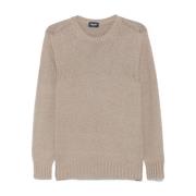 Drumohr Beige Ribbed Crew Neck Sweater Beige, Herr