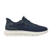 Geox Blå Avslappnade Textil Sneakers med 3cm Gummisula Blue, Herr