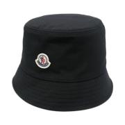 Moncler Svart Bucket Hat med Patch Black, Dam