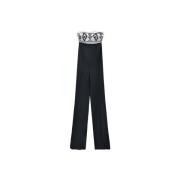 Elisabetta Franchi Smör/Svart jumpsuit med scarf top Black, Dam