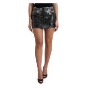 Dolce & Gabbana Svart High Waist Mini Kjol Multicolor, Dam