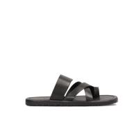 Kazar Svarta läderslides i urban stil för män Black, Herr