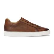 Kazar Minimalistiska bruna sneakers med vit sula Brown, Herr