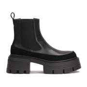 Kazar Svarta chelsea-boots på en upphöjd sula med prägling Black, Dam