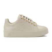 Kazar Bekväma lädersneakers med präglat mönster White, Dam