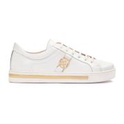 Kazar Vita lädersneakers med gyllene element White, Dam