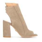 Kazar Suede peep toe booties med öppen tå och häl Beige, Dam