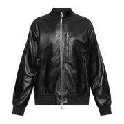 PS By Paul Smith Läder 'bomber' jacka Black, Herr