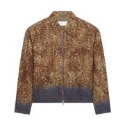 Dries Van Noten Animalier Brun Jacka med Dragkedja Brown, Herr