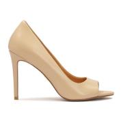 Kazar Beige läder peep toe högklackade pumps Beige, Dam