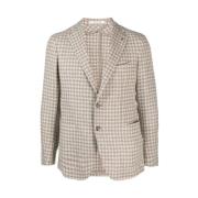 Tagliatore Hundtandsmönstrad Blazer Beige, Herr