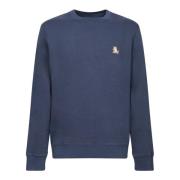 Maison Kitsuné Blå Sweatshirt med Bröstmärke Blue, Herr