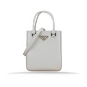 Prada Kvinnors Axelväska Borstad Läder White, Dam