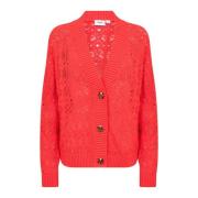 Saint Tropez Flame Scarlet Stickad Kofta Red, Dam