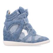 Isabel Marant Denim High-Top Sneakers Ljusblå Blue, Dam