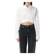 Alexander Wang Vit Crop Shirt med Elastisk Hem White, Dam