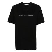 Stella McCartney Svart Iconic Glitter T-shirt för kvinnor Black, Dam