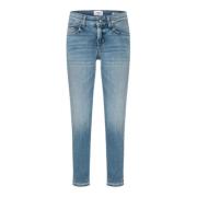 Cambio Mid Used Double Fringed Korta Jeans Blue, Dam