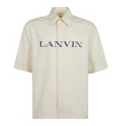 Lanvin Tryckt Skjorta Beige, Herr