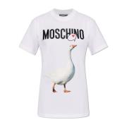 Moschino T-shirt med logotyp White, Dam