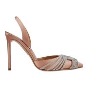 Aquazzura Satin Slingback Sandaler Brown, Dam