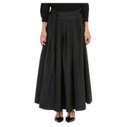 Max Mara Studio Svart Taft Veckad Kjol Black, Dam