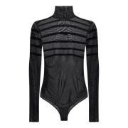 Jean Paul Gaultier Randig Svart Bodysuit Elegant Stil Black, Dam