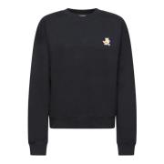 Maison Kitsuné Svart Sweatshirt med Broderad Logotyp Black, Dam