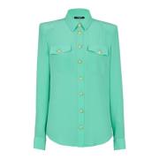 Balmain Crepe de chine skjorta Green, Dam