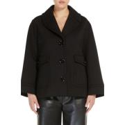 Max Mara Studio Svart Jersey Blazer med Reverskrage Black, Dam