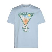 Casablanca Blå Logo Print T-shirts och Polos Blue, Herr