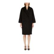 Max Mara Studio Svart dubbelknäppt midi kappa Black, Dam