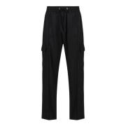 Iceberg Svarta cargo-fit byxor i Tencel med broderi Black, Herr