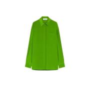 Sportmax Grön Sidenskjorta Comfort Fit Green, Dam