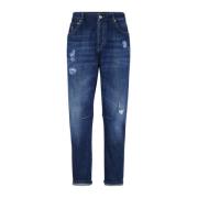 Brunello Cucinelli Blå Distressed Bomullsbyxor Blue, Herr