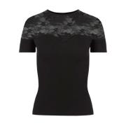 Nina Ricci Svart Spetspanel Crew Neck Topp Black, Dam