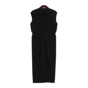 Max Mara Studio Elegant ärmlös midi-klänning med skjortkrage Black, Da...