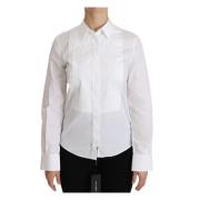 Dolce & Gabbana Elegant långärmad polotröja i vitt White, Dam