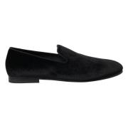 Dolce & Gabbana Elegant Svart Samt Loafers Black, Herr