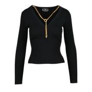 Elisabetta Franchi Elegant Stickad Topp med Viskosblandning Black, Dam