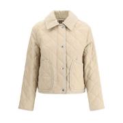 Burberry Quiltad bomullsjacka med corduroykrage Beige, Dam