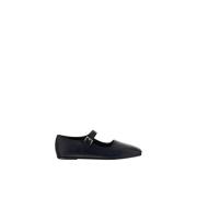 The Row Läder Ballerina Flats med Spänne Rem Black, Dam